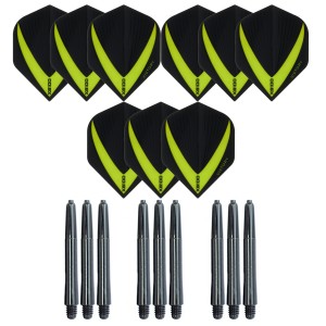 3 Sets Vista-X 100 micron flights - Groen - Plus 3 sets - Medium - Nylon darts shafts - zwart