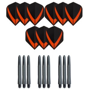 3 Sets Vista-X 100 micron flights - Oranje - Plus 3 sets - Medium - Nylon darts shafts - zwart