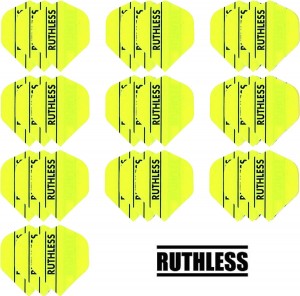 10 - Sets Ruthless 100 micron flights - Solid Geel - darts flights