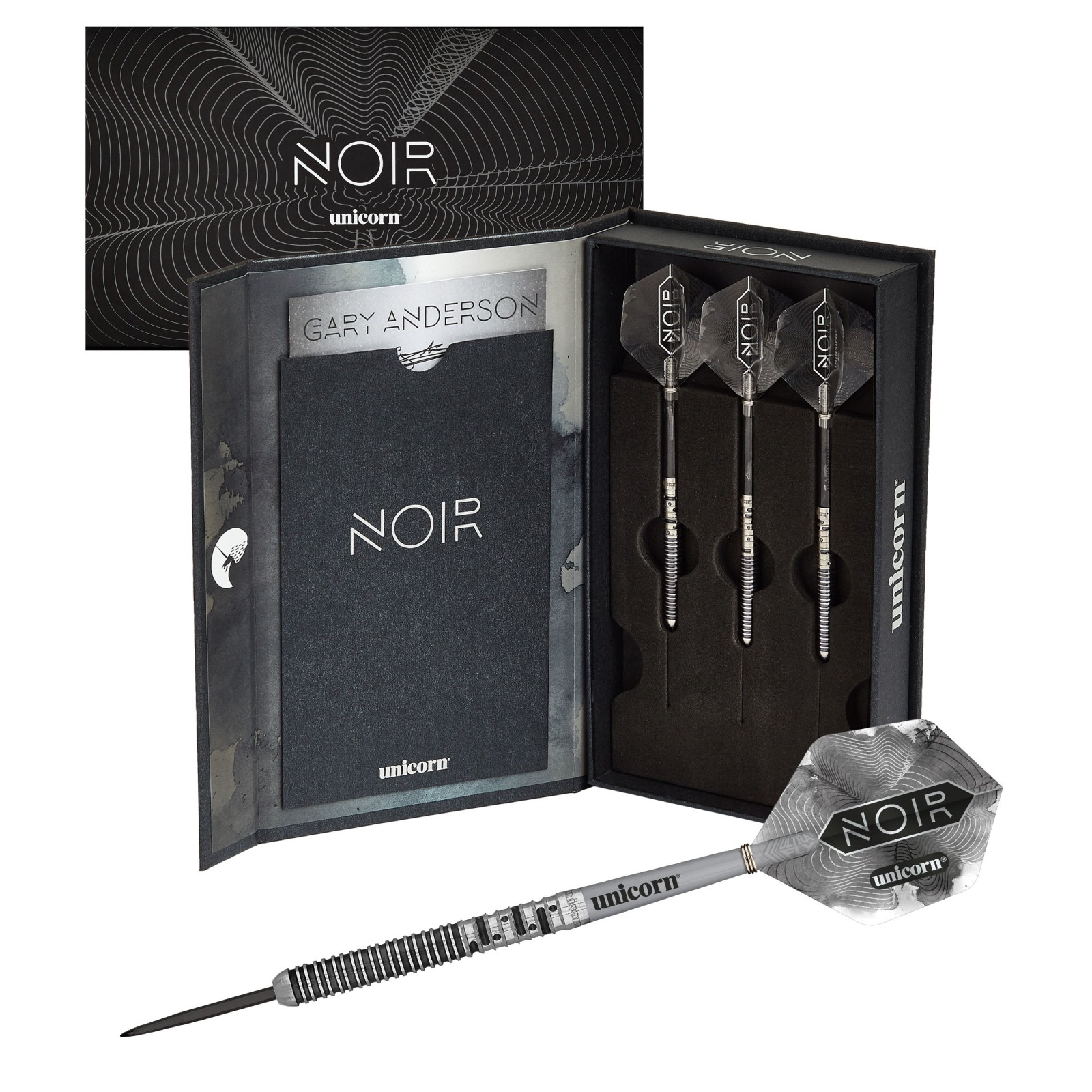 thumbnail image 2 of Unicorn Noir Gary Anderson Phase 5 90% Black Tungsten 18g Soft Tip Darts Set 2 of 14