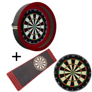 Dragon - Complete PRO - rood-antra - XQMax Plain - dartmat antraciet - dartbord verlichting - darts - dartbord