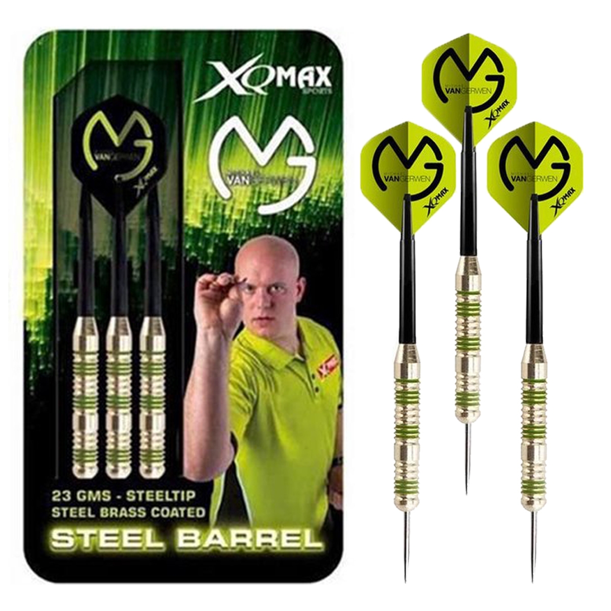 Correspondentie voorbeeld Effectiviteit Michael van Gerwen - Steeldarts - green edition - 23 gram - dartpijlen -  deDartshop.nl