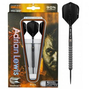 Adrain Lewis Black Pixel Grip 90% tungsten dartpijlen