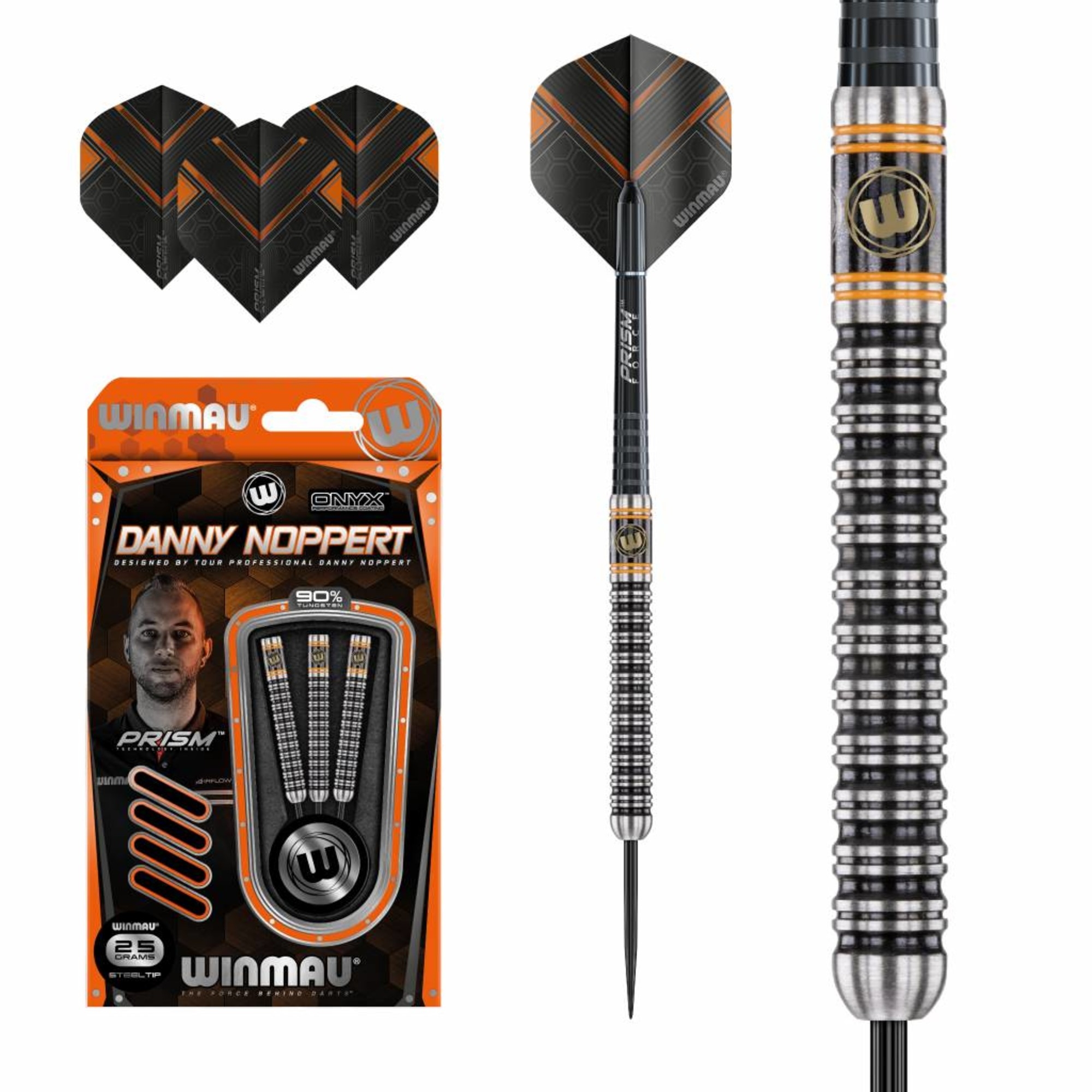 Grand Flipper Analist Danny Noppert Onyx grip 90% - 23-25 gram - Winmau - dartpijlen -  deDartshop.nl