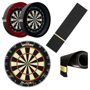 Dragon Darts - Winmau Blade 6 + dartbord verlichting + dartmat rubber 300*60 inclusief oche