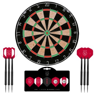 Ajax Dartbord - Dartbord met 6 dartpijlen - Multipack 5 Sets Dart Flights