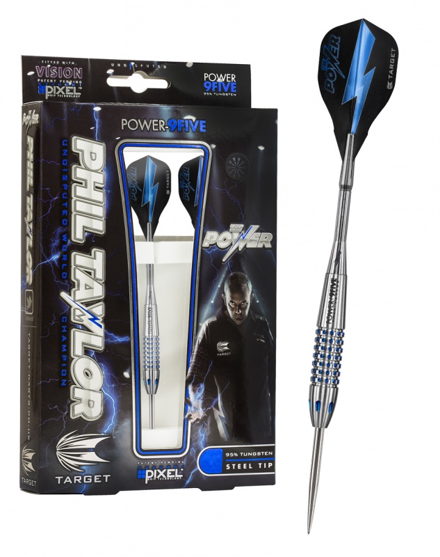 Fléchettes Target Darts Phil Taylor Power Series – Tungstène Argenté, Pointes Swiss Point Interchangeables – 24g