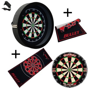 Dragon - Sorpresa PRO - Complete PRO - zwart-bullet rood - Winmau Blade 5 - dartmat bullet - dartbord verlichting