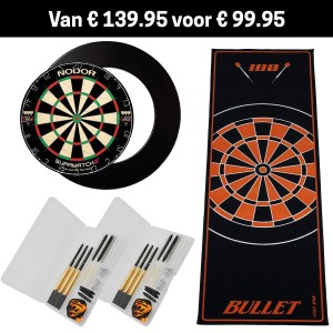 SupaSale - Nodor Supamatch 2 dartbord - surround ring zwart - Bullet dartmat oranje - plus 2 sets dartpijlen (23 gram) inclusief accessoires 