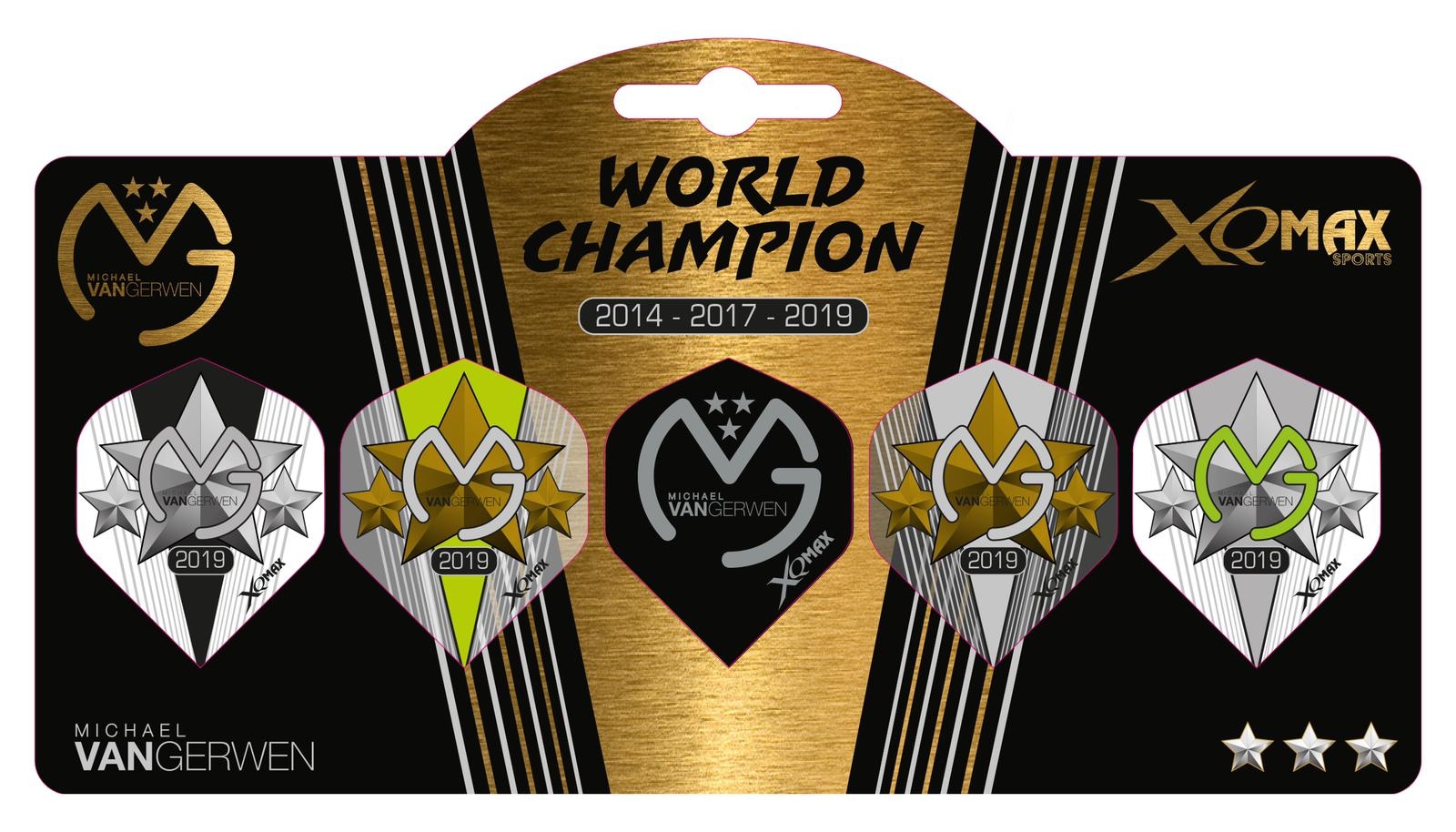 sirene Correspondent uitvinding Michael van Gerwen 3x World Champion Darts Flights multipack - darts flights  - deDartshop.nl