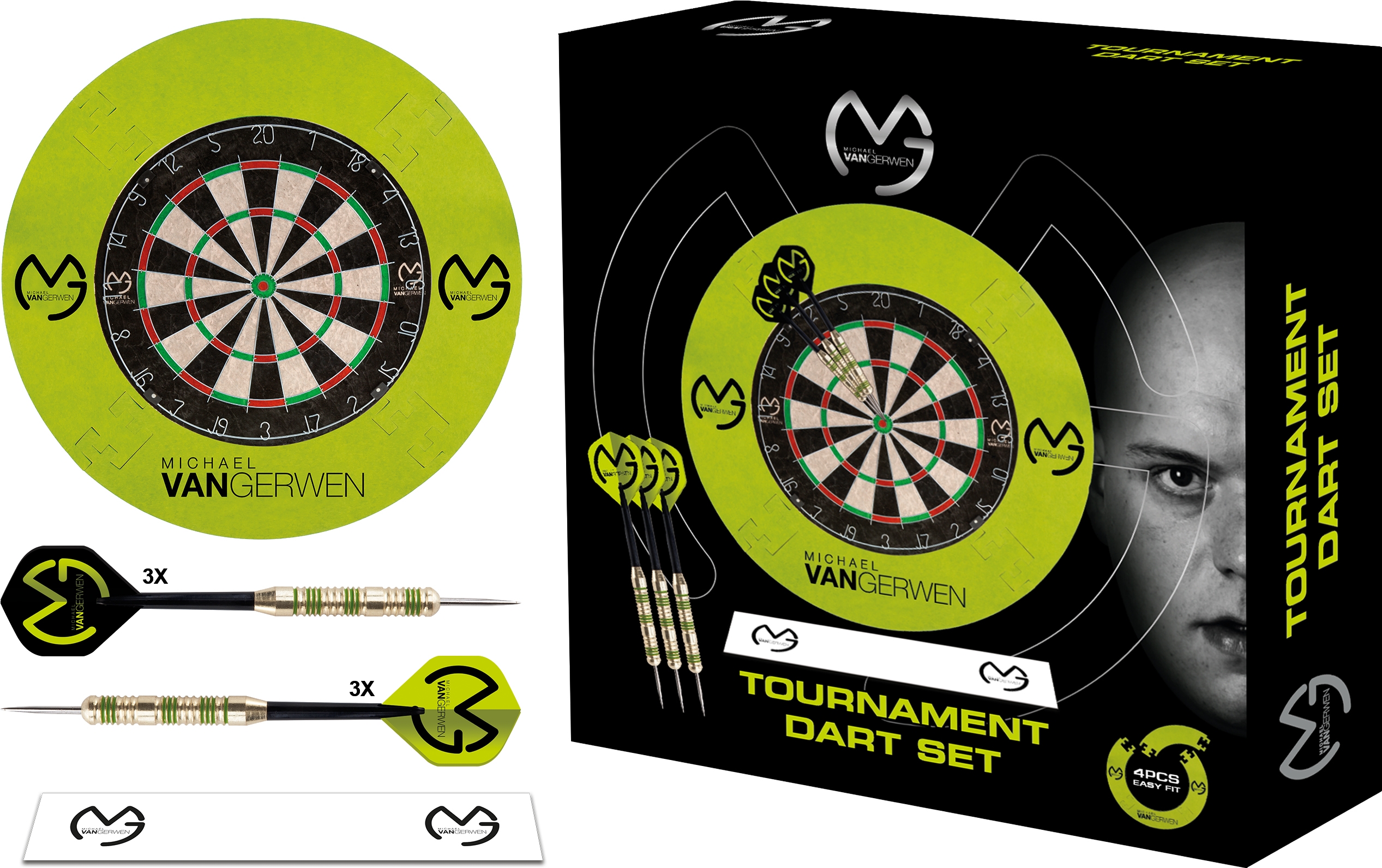 eiwit zak tijger Michael van Gerwen - Tournament dart set - complete dartset - starterset -  dartbord - dartbord surround - dartpijlen - van gerwen - deDartshop.nl