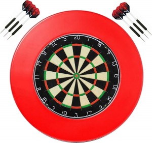 A-merk - dartbord - (BEST getest) + surround ring rood + 2 sets Dragon Spider - dartpijlen