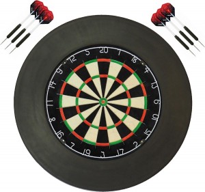 A-merk - dartbord - (BEST getest) + surround ring zwart + 2 sets Dragon Spider - dartpijlen