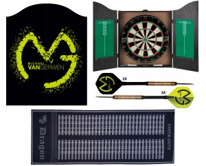 XQ Max - Michael van Gerwen - Home darts centre MvG glass logo - Complete dartset - inclusief checkout dartmat