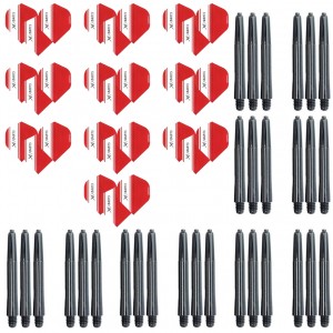 XQ Max - 10 sets xQ Max logo flights inclusief 10 sets dart shafts rood